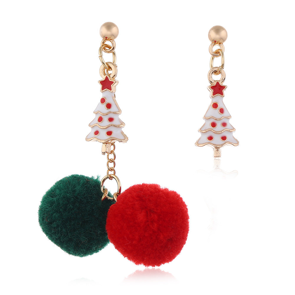 Wholesale Christmas silver needle earrings with diamond five-pointed star earrings